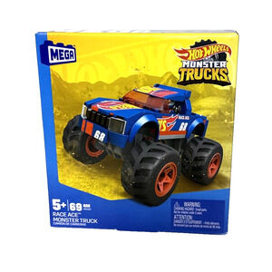 Mega Hot Wheels Monster Truck Race Ace‎ Building Set HDJ93 69 Pc New NIB Sealed